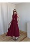 Burgundy Halter Neck Dress with Gold Accessory Detail - 205369
