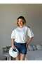 Women's White Shoulder Star Stone Detailed T-Shirt - 5