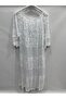White Italian Lace Short-Sleeved Long Silk Dress with Lining, Sizes 40-46 - 5