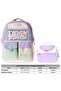 Girl's Primary School Backpack and Lunch Set - Green with Virgo Pompom Accessories - Lilac Setcc-C4092B - 3