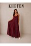 Gaia Aerobin Fabric Strap V-Neck Long Dress