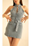 Kemerli Mini Denim Elbise - 2