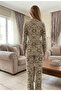 طقم بيجامة نسائي منقوش بأزرار من الليكرا عالي الجودة مصنوع من القطن بنسبة 100% - 3