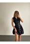 Belt Detailed Contrast Stitched Sleeveless Denim Mini Dress - 5