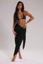 Women's Black Basement Style 150X75 Pareo with Tie Detail