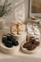 Women's Gold Color Ring Detailed Casual Sporty Stylish Sandals, White Casual Sandals - 5