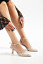 Mina Beige Women's Lace Heeled Shoes - 4