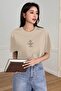 Women's Imagination Printed Crew Neck Oversize Casual Black White Navy Blue Beige Lilac T-Shirt - 3