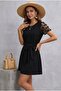 Women's Short Sleeve Crew Neck Belted Short Imported Crepe Dress - 3