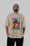 For Dog Lovers 37 Front Dog Printed Beige Oversize T-Shirt 100% Cotton Unisex Dog Lover Premium Design - 5
