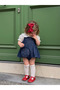Baby Girl Denim Romper Jumpsuit Cherry Shirt Bag 3-Piece Set - 2