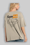 Gym Hub Oversize Back Printed Beige T-Shirt 100% Cotton Streetwear Premium Comfortable Fit - 3