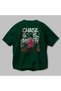 Chase Gains Never Stop Oversize Back Printed Green T-Shirt 100% Cotton Streetwear Premium Comfortable Fit - 3