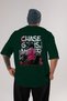 Chase Gains Never Stop Oversize Back Printed Green T-Shirt 100% Cotton Streetwear Premium Comfortable Fit - 2