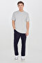 Men's Navy Blue Relax Fit Comfortable Cut Suit Trousers with Side Pockets and Elastic Waist - 2