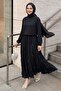Black Suit with Stone-Embellished Skirt and Laces - 2