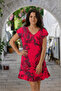 Women's Crew Neck Italian Style Patterned Lined Dress - 5