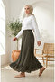 Elastic Waist Floral Patterned Skirt 0311-02 Khaki - 2