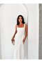 Lace Textured Square Neck Midi Dress Elegant Women's Summer Dress - 3