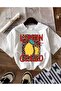 Blue-Red Lemon Cello Written Crew Neck White T-Shirt