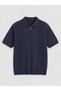 Men's Openwork Detailed Regular Fit Zippered Polo Collar Tshirt Navy Blue Eca081 - 2
