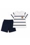Boy's Teddy Bear Embroidered Striped Short Sleeve Shorts Set of 2 - 4