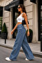Light Blue High Waist Baggy Jean Trousers E7011 - 4