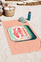 Fish Canned Theme Marine Beach Towel - Retro Mediterranean Salmon Coral Quick-Drying Towel Cover - 7