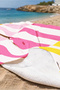 Striped Color Block Modern Beach Towel - Mediterranean Style Pink Orange Quick Drying Microfiber Towel - 3