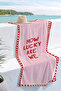 Heart Themed Striped Pink Beach Towel-How Lucky Modern Red White Quick Dry Microfiber Towel - 4