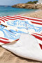 Striped Fish Themed Marine Beach Towel - Red and White Nautical Quick-Dry Microfiber Towel - 5