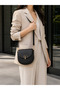 Black Women's Round Buckle Cross Strap Shoulder Bag Daily Stylish Use Saddle Model - 5