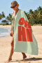 Retro Oh Hi Lettering Typographic Beach Towel - Modern Mint Orange Pool Sea Quick Dry Beach Cover-Up - 6