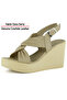 Monica Mink Genuine Calfskin Cross-Twisted Wedge Heeled Slingback Sandals - 4