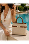 Elegance Wicker Textured Women's Hand and Shoulder Bag - Beige-Brown - 5