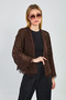 Women's Openwork Cardigan with Tassels on Sleeves and Hem - Bitter Brown - 4