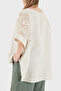 Relaxed Fit Lace Detailed Linen Blouse Bluz 7222L - 2