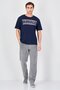 Men Crew Neck Short Sleeve Brand Logo T-Shirt, Navy - 4