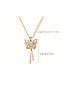 Vi̇p Gold Color Butterfly Model Long Shiny Steel Necklace with Tassels - 3