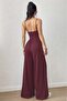 Women's Strappy Round Neck Long Viscose Jumpsuit - 4