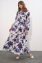 Women's Lilyum Fabric Long Hijab Dress 2593 - Navy Blue
