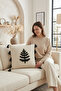 Buldan Handmade Tree Patterned Punch Embroidered Tasseled Hidden Zipper Cotton Cushion Cover 43X43 cm - 3