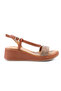 Genuine Leather Tan Wedge Heel Women's Sandals - Z262291