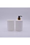 Striped Countertop Soap Dispenser Set - Luxury Liquid Soap Dispenser and Toothbrush Holder Set - 4