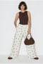Women's Cream Brown Waist Tied Polka Dot Relaxed Loose Trousers 3322 60286334 - 4