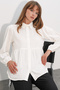 Women's Textured Oversize Linen Shirt 20381 - White - 4