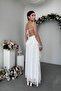 Asymmetrical Tiered Ruffle Evening Dress - Deep V-Neck Tie Back Long Graduation Engagement Dress - 6
