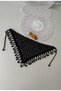 Hand Knitted Edge Embroidered Triangle Bandana Black (49X35X24 cm) - 5