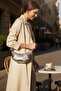Bohemian Style Shiny Silver Wrinkled Leather Detailed, Croissant Model Lined Small Size Women's Shoulder Bag - 3