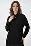 Women's Shirt Collar Lace-Up Viscose Black Double Set - 5